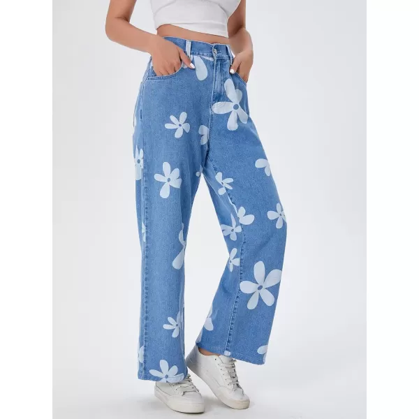 SweatyRocks Women's Casual Loose High Waist Solid Straight Wide Leg Jeans