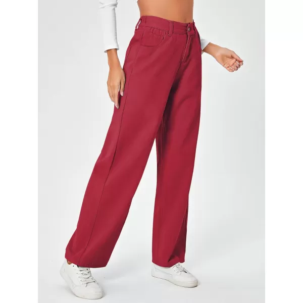 SweatyRocks Women's Casual Loose High Waist Solid Straight Wide Leg Jeans