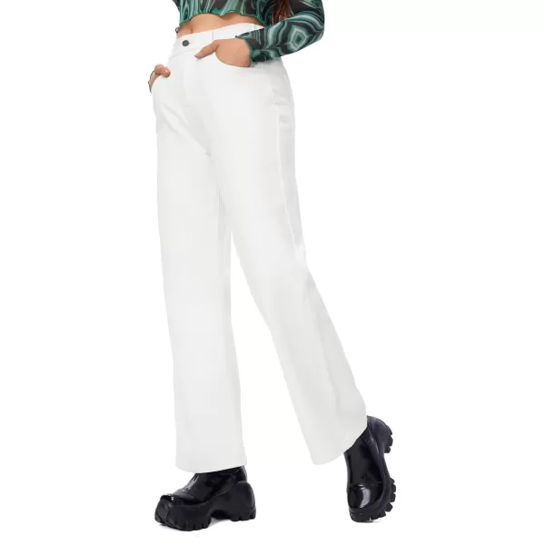SweatyRocks Women's Casual Loose High Waist Solid Straight Wide Leg Jeans