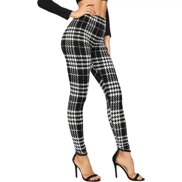 SweatyRocks Women's Casual Plaid Leggings High Waist Skinny Stretchy Work Pants