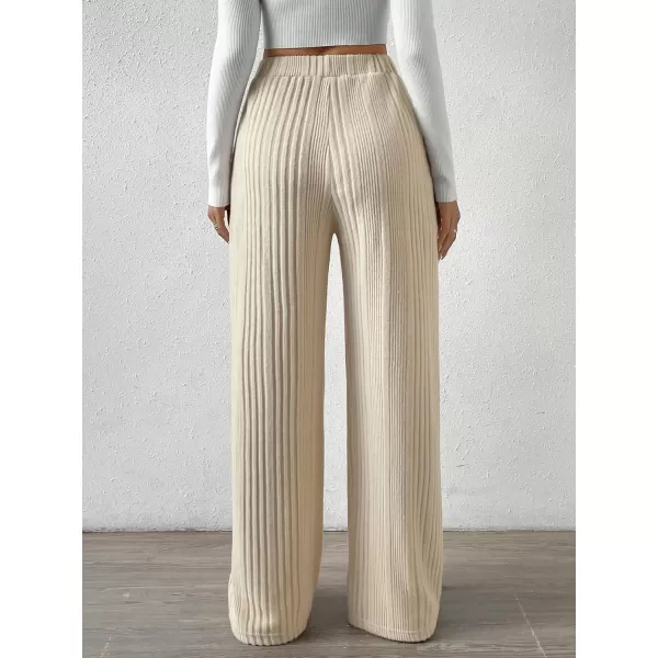 SweatyRocks Women's Casual Rib Knit High Elastic Waist Wide Leg Pant Palazzo Pants Trousers