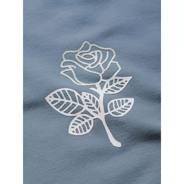 SweatyRocks Women's Casual Rose Print Long Sleeve Pullover Hoodie Sweatshirt Tops