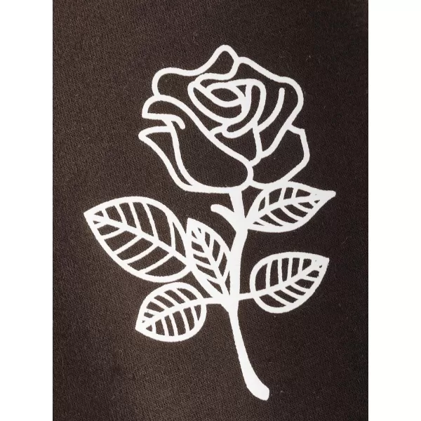 SweatyRocks Women's Casual Rose Print Long Sleeve Pullover Hoodie Sweatshirt Tops