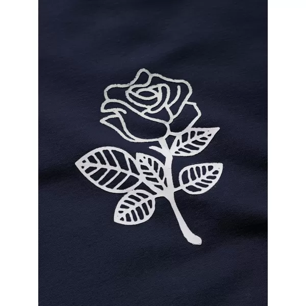 SweatyRocks Women's Casual Rose Print Long Sleeve Pullover Hoodie Sweatshirt Tops