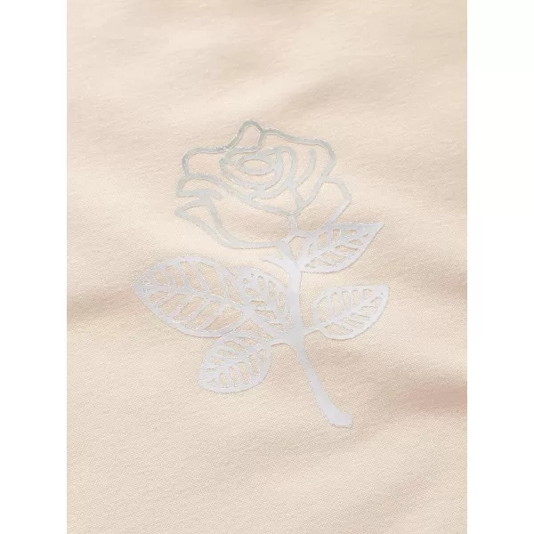SweatyRocks Women's Casual Rose Print Long Sleeve Pullover Hoodie Sweatshirt Tops
