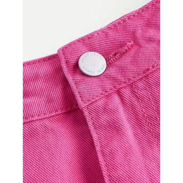 SweatyRocks Women's Casual Ruffle Pleated Denim Skirt Raw Hem Short A Line Jean Skirts