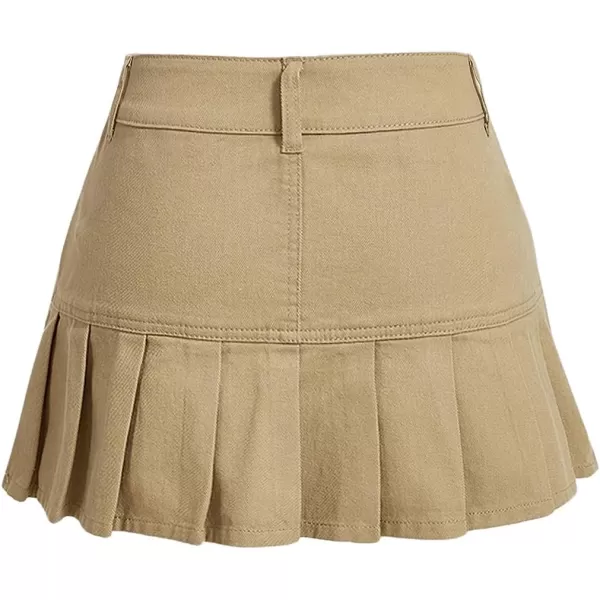 SweatyRocks Women's Casual Ruffle Pleated Denim Skirt Raw Hem Short A Line Jean Skirts