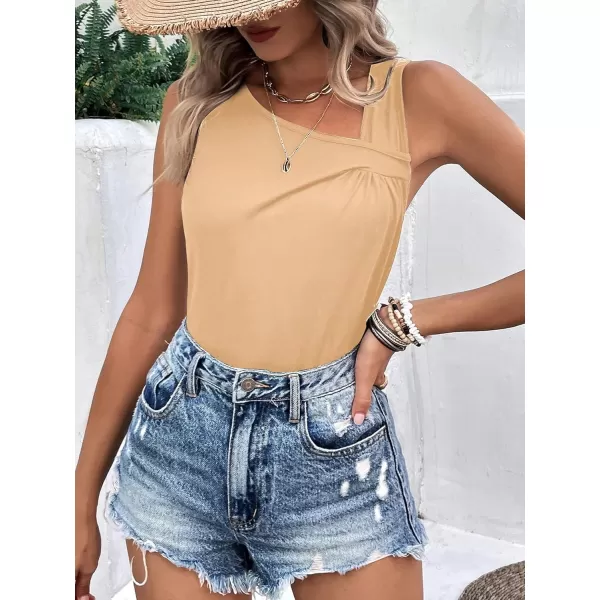SweatyRocks Women's Casual Sleeveless Asymmetrical Twist Front Tank Top Summer Plain Tops