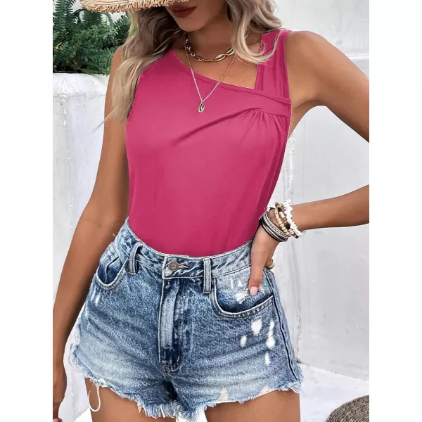 SweatyRocks Women's Casual Sleeveless Asymmetrical Twist Front Tank Top Summer Plain Tops