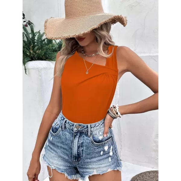 SweatyRocks Women's Casual Sleeveless Asymmetrical Twist Front Tank Top Summer Plain Tops