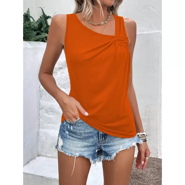 SweatyRocks Women's Casual Sleeveless Asymmetrical Twist Front Tank Top Summer Plain Tops