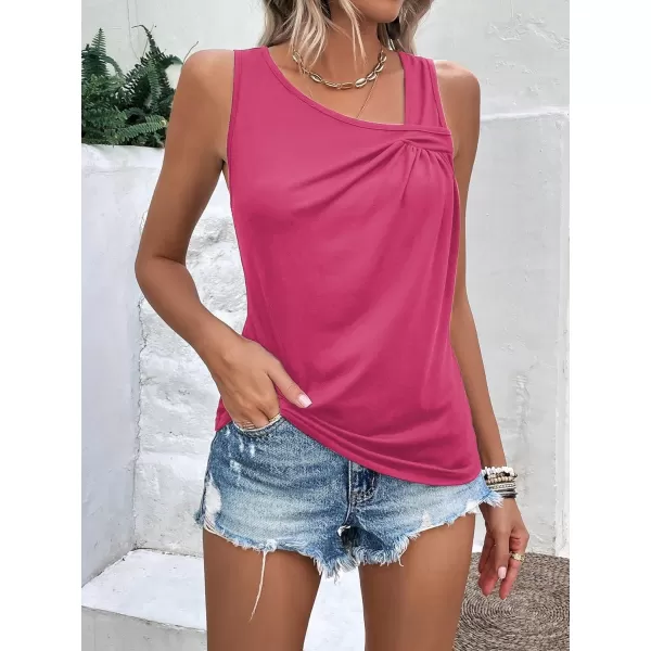 SweatyRocks Women's Casual Sleeveless Asymmetrical Twist Front Tank Top Summer Plain Tops