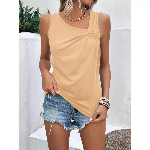 SweatyRocks Women's Casual Sleeveless Asymmetrical Twist Front Tank Top Summer Plain Tops