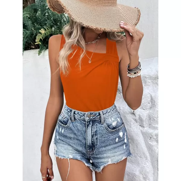 SweatyRocks Women's Casual Sleeveless Asymmetrical Twist Front Tank Top Summer Plain Tops