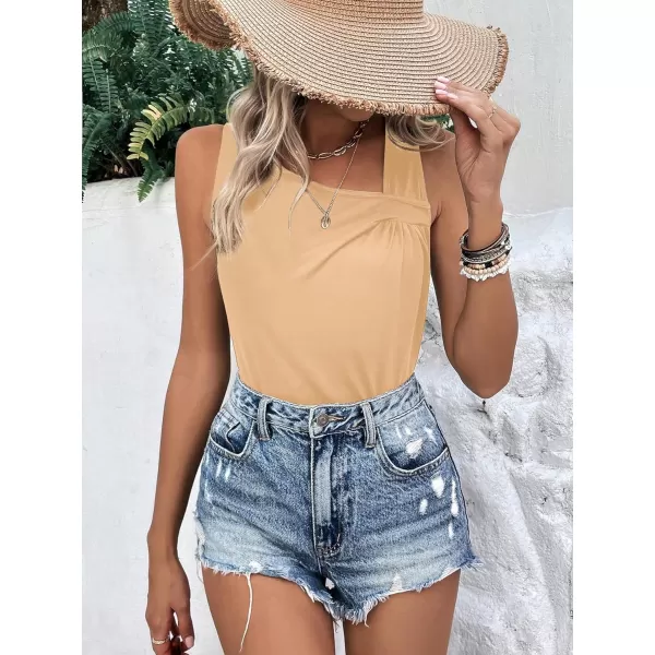 SweatyRocks Women's Casual Sleeveless Asymmetrical Twist Front Tank Top Summer Plain Tops