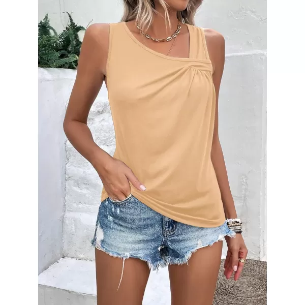 SweatyRocks Women's Casual Sleeveless Asymmetrical Twist Front Tank Top Summer Plain Tops