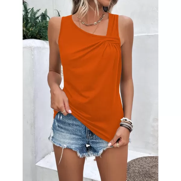SweatyRocks Women's Casual Sleeveless Asymmetrical Twist Front Tank Top Summer Plain Tops