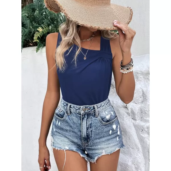 SweatyRocks Women's Casual Sleeveless Asymmetrical Twist Front Tank Top Summer Plain Tops