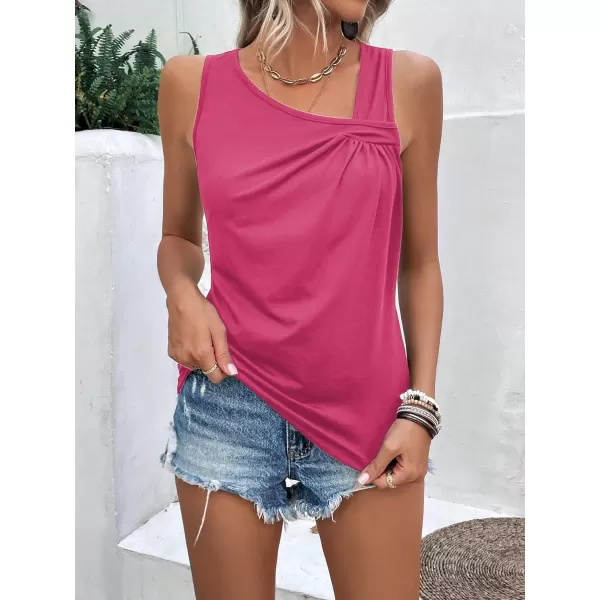 SweatyRocks Women's Casual Sleeveless Asymmetrical Twist Front Tank Top Summer Plain Tops