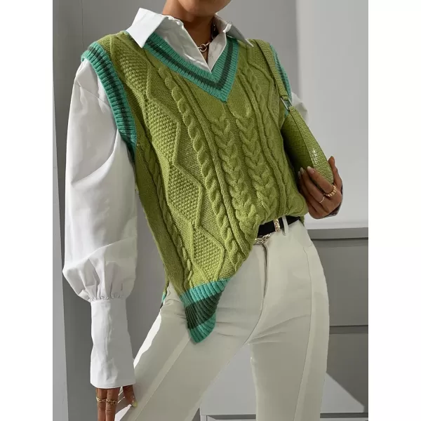 SweatyRocks Women's Casual Sleeveless V Neck Sweater Tank Top Knitted Tunic Vest Tops