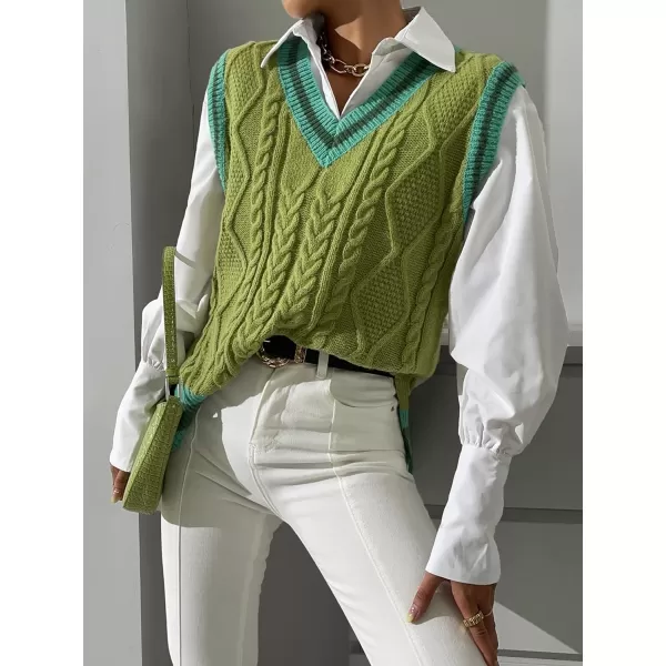 SweatyRocks Women's Casual Sleeveless V Neck Sweater Tank Top Knitted Tunic Vest Tops