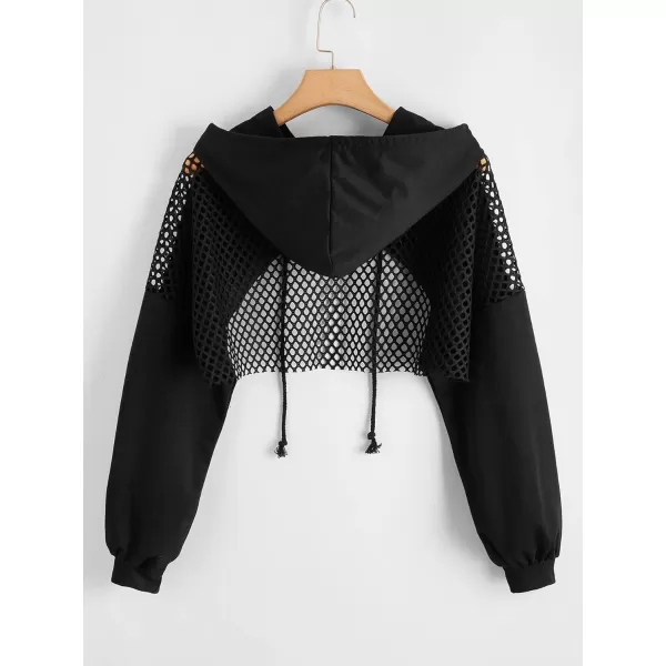 SweatyRocks Women's Casual Solid Cut Out Front Long Sleeve Pullover Crop Top Sweatshirt