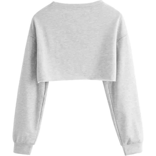 SweatyRocks Women's Casual Solid Cut Out Front Long Sleeve Pullover Crop Top Sweatshirt