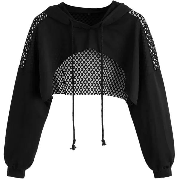 SweatyRocks Women's Casual Solid Cut Out Front Long Sleeve Pullover Crop Top Sweatshirt