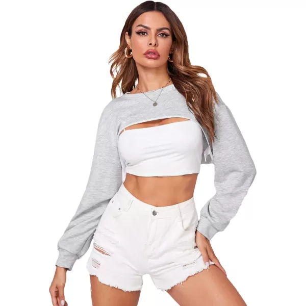 SweatyRocks Women's Casual Solid Cut Out Front Long Sleeve Pullover Crop Top Sweatshirt