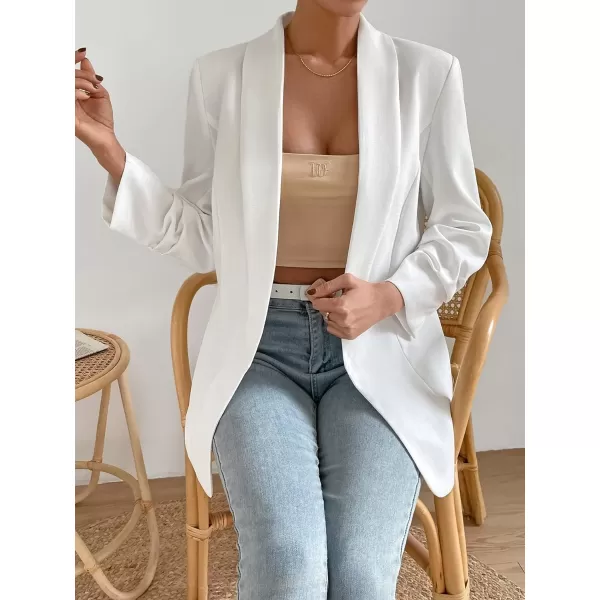SweatyRocks Women's Casual Solid Lightweight Shawl Collar Open Front Blazer Dressy Work Office Jacket