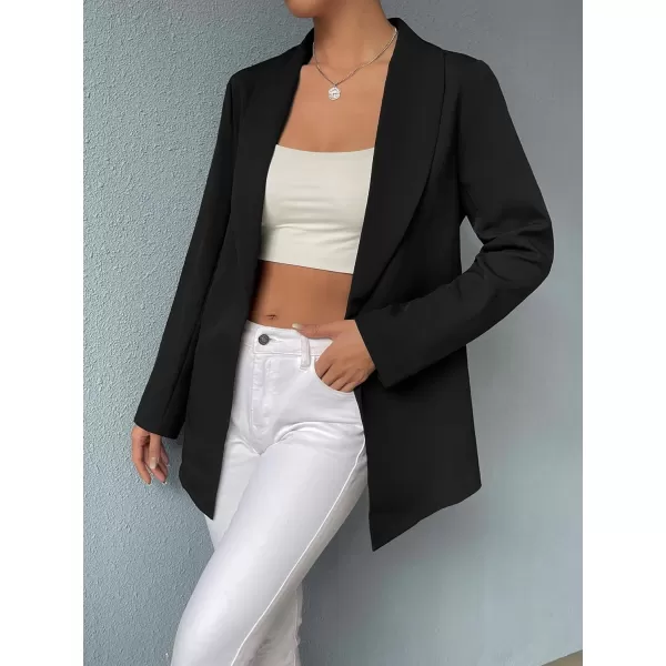 SweatyRocks Women's Casual Solid Lightweight Shawl Collar Open Front Blazer Dressy Work Office Jacket