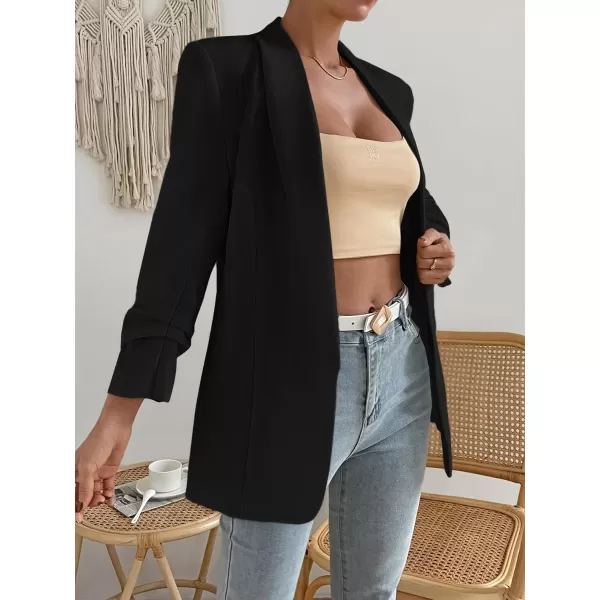 SweatyRocks Women's Casual Solid Lightweight Shawl Collar Open Front Blazer Dressy Work Office Jacket