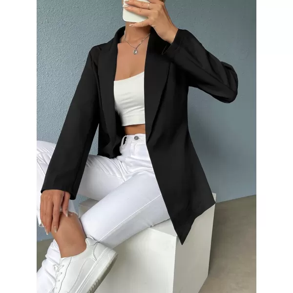 SweatyRocks Women's Casual Solid Lightweight Shawl Collar Open Front Blazer Dressy Work Office Jacket