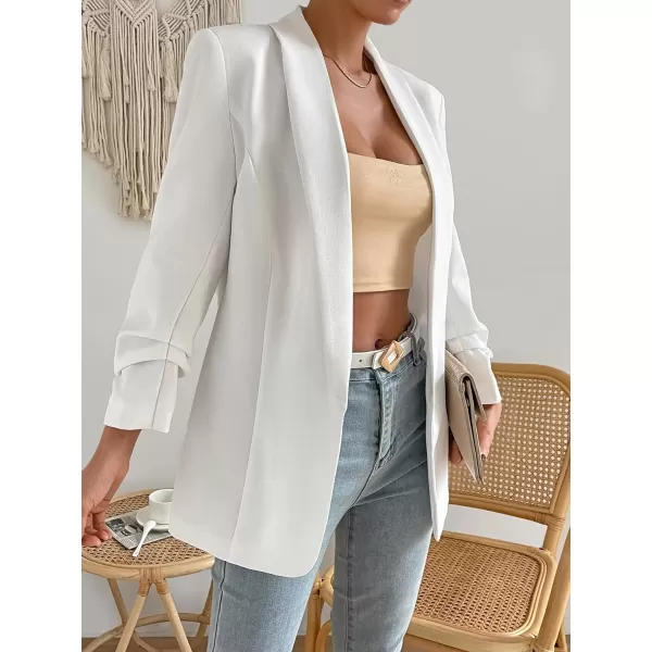 SweatyRocks Women's Casual Solid Lightweight Shawl Collar Open Front Blazer Dressy Work Office Jacket