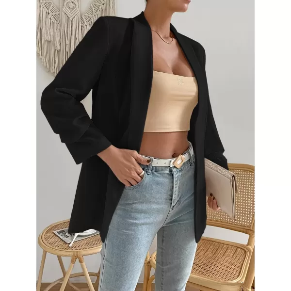 SweatyRocks Women's Casual Solid Lightweight Shawl Collar Open Front Blazer Dressy Work Office Jacket