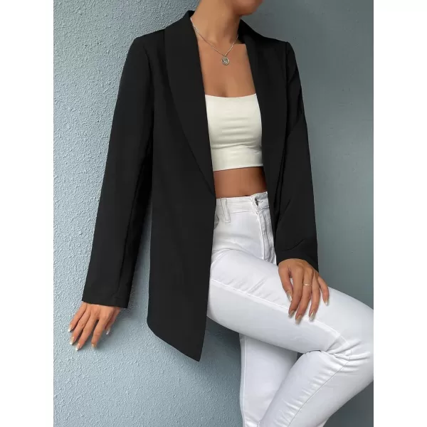 SweatyRocks Women's Casual Solid Lightweight Shawl Collar Open Front Blazer Dressy Work Office Jacket