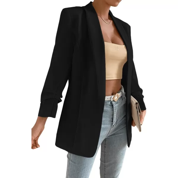 SweatyRocks Women's Casual Solid Lightweight Shawl Collar Open Front Blazer Dressy Work Office Jacket