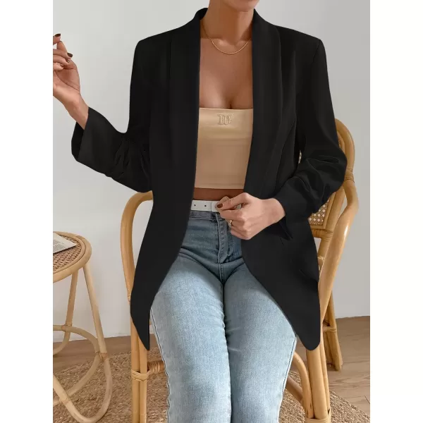SweatyRocks Women's Casual Solid Lightweight Shawl Collar Open Front Blazer Dressy Work Office Jacket