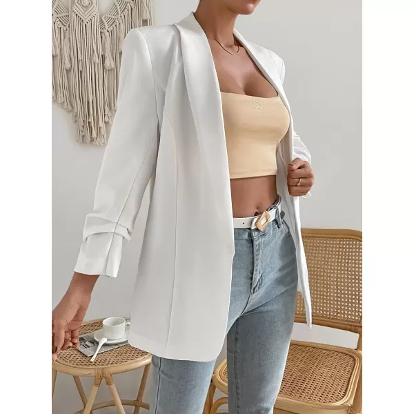 SweatyRocks Women's Casual Solid Lightweight Shawl Collar Open Front Blazer Dressy Work Office Jacket