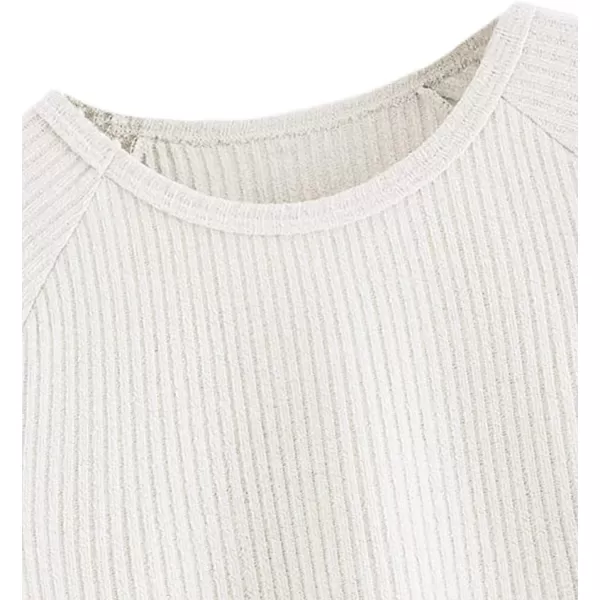SweatyRocks Women's Casual Solid Ribbed Knit Raglan Long Sleeve Crop Top T Shirt