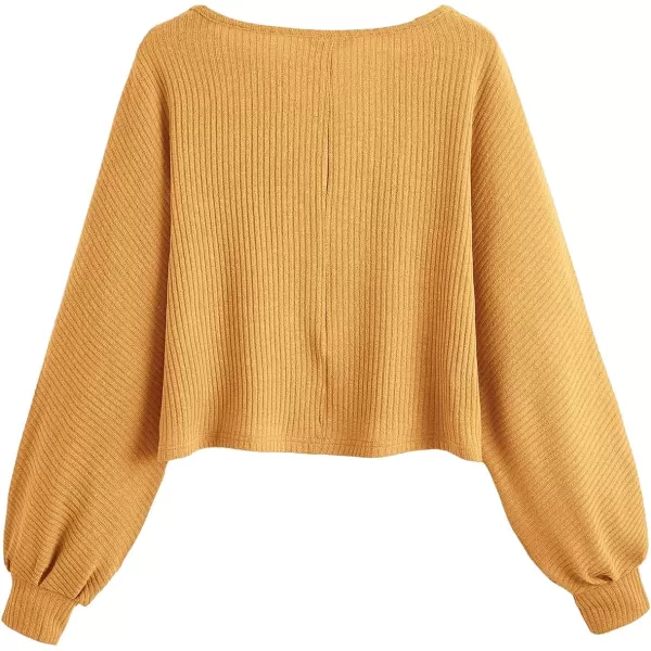 SweatyRocks Women's Casual Solid Ribbed Knit Raglan Long Sleeve Crop Top T Shirt
