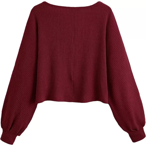 SweatyRocks Women's Casual Solid Ribbed Knit Raglan Long Sleeve Crop Top T Shirt
