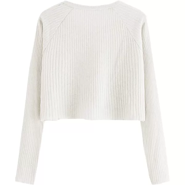 SweatyRocks Women's Casual Solid Ribbed Knit Raglan Long Sleeve Crop Top T Shirt