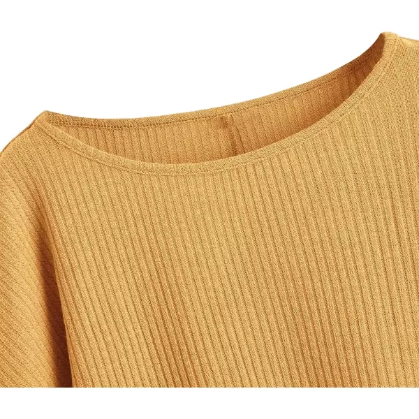 SweatyRocks Women's Casual Solid Ribbed Knit Raglan Long Sleeve Crop Top T Shirt