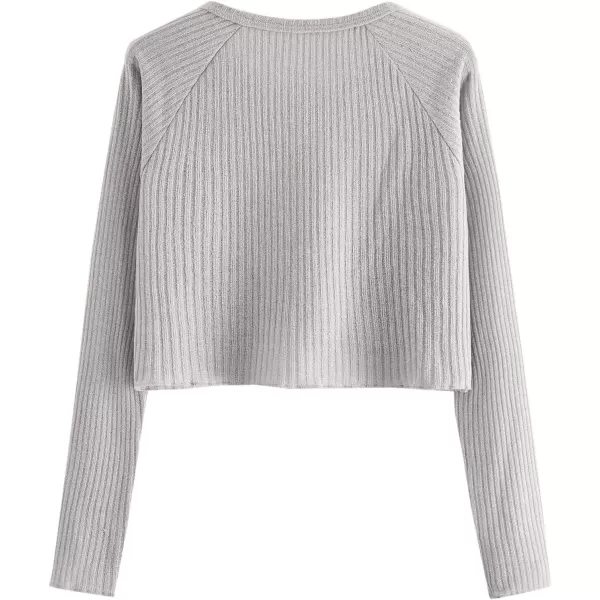 SweatyRocks Women's Casual Solid Ribbed Knit Raglan Long Sleeve Crop Top T Shirt