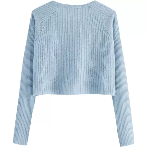 SweatyRocks Women's Casual Solid Ribbed Knit Raglan Long Sleeve Crop Top T Shirt