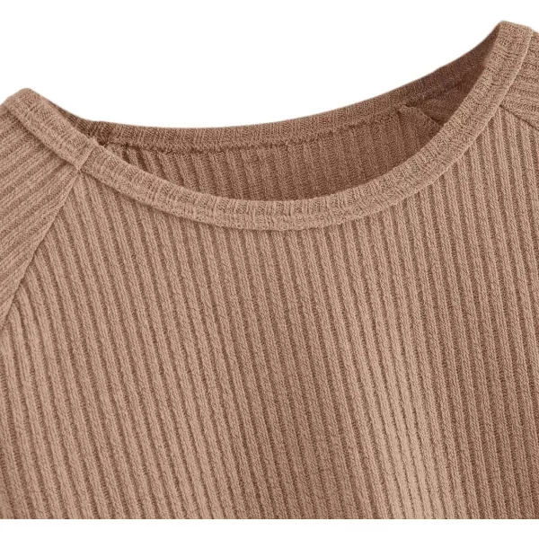 SweatyRocks Women's Casual Solid Ribbed Knit Raglan Long Sleeve Crop Top T Shirt