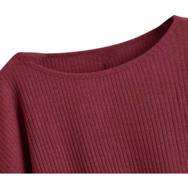 SweatyRocks Women's Casual Solid Ribbed Knit Raglan Long Sleeve Crop Top T Shirt
