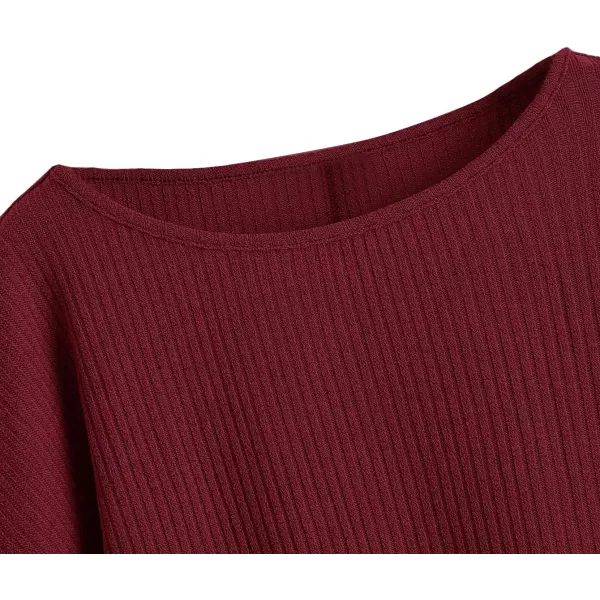 SweatyRocks Women's Casual Solid Ribbed Knit Raglan Long Sleeve Crop Top T Shirt