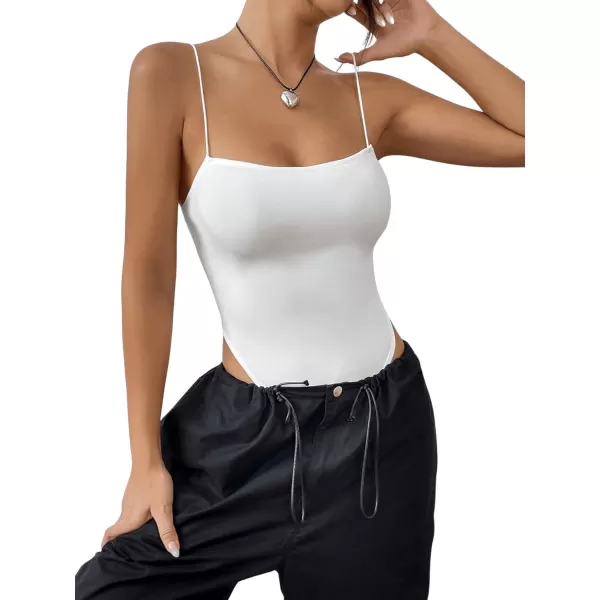 SweatyRocks Women's Casual Spaghetti Strap Backless High Cut Solid Cami Bodysuit